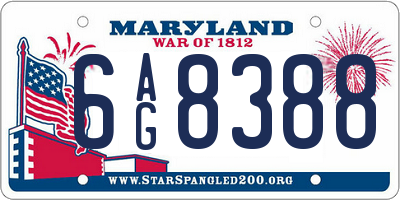 MD license plate 6AG8388