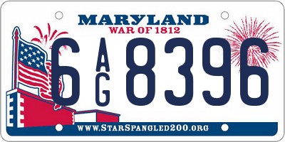 MD license plate 6AG8396