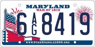 MD license plate 6AG8419