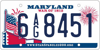 MD license plate 6AG8451