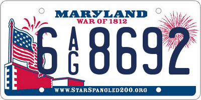 MD license plate 6AG8692