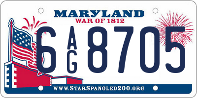 MD license plate 6AG8705