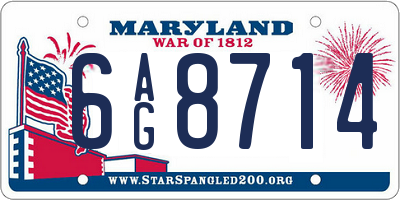 MD license plate 6AG8714