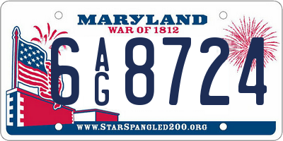 MD license plate 6AG8724