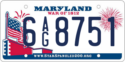MD license plate 6AG8751