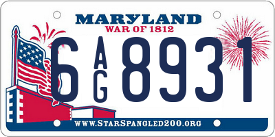 MD license plate 6AG8931