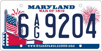 MD license plate 6AG9204