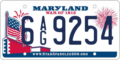 MD license plate 6AG9254