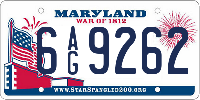 MD license plate 6AG9262