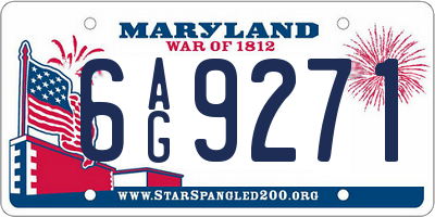 MD license plate 6AG9271