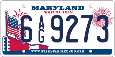 MD license plate 6AG9273
