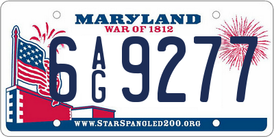 MD license plate 6AG9277