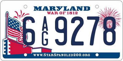 MD license plate 6AG9278