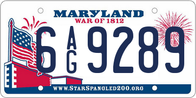 MD license plate 6AG9289