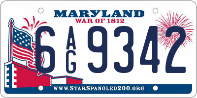 MD license plate 6AG9342