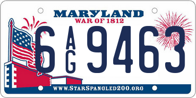 MD license plate 6AG9463