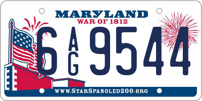 MD license plate 6AG9544
