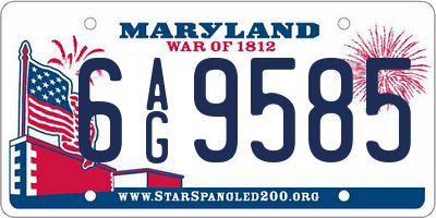 MD license plate 6AG9585