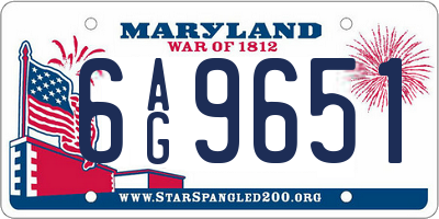 MD license plate 6AG9651