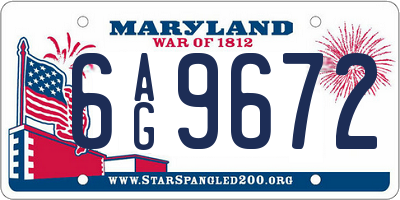MD license plate 6AG9672