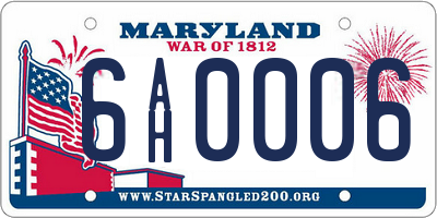 MD license plate 6AH0006