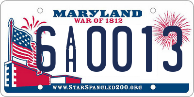 MD license plate 6AH0013