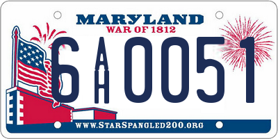 MD license plate 6AH0051