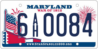MD license plate 6AH0084
