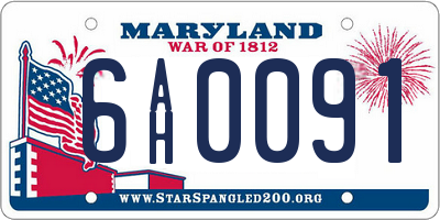 MD license plate 6AH0091