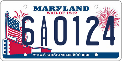 MD license plate 6AH0124