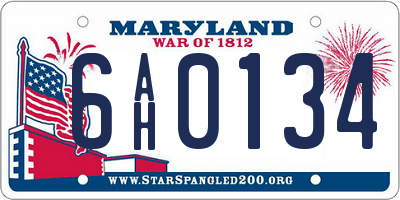 MD license plate 6AH0134