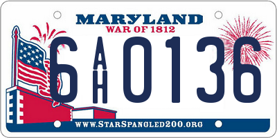 MD license plate 6AH0136