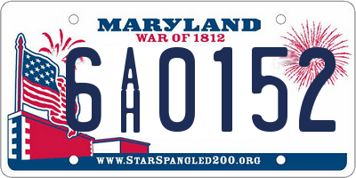 MD license plate 6AH0152