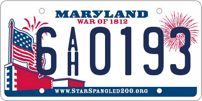 MD license plate 6AH0193