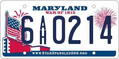 MD license plate 6AH0214