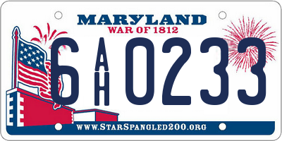 MD license plate 6AH0233