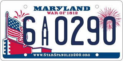 MD license plate 6AH0290