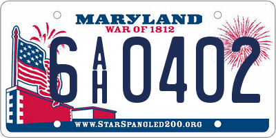 MD license plate 6AH0402