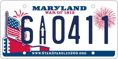 MD license plate 6AH0411