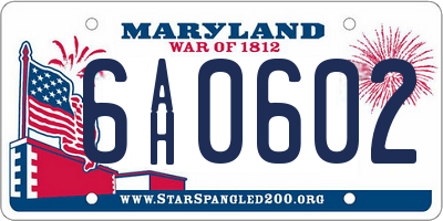 MD license plate 6AH0602