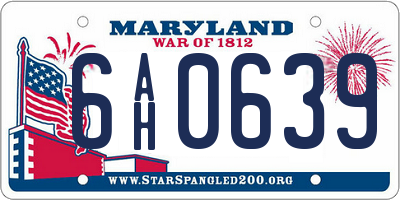 MD license plate 6AH0639