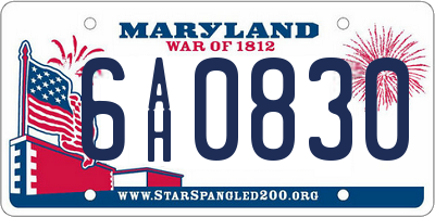 MD license plate 6AH0830