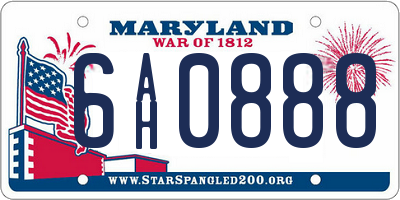 MD license plate 6AH0888