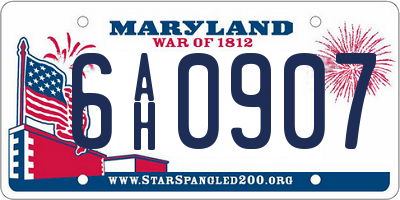 MD license plate 6AH0907