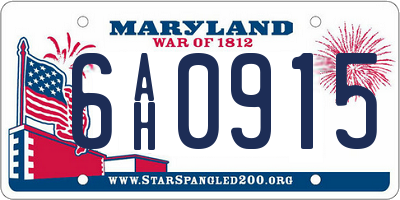 MD license plate 6AH0915