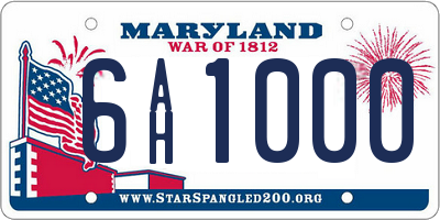 MD license plate 6AH1000