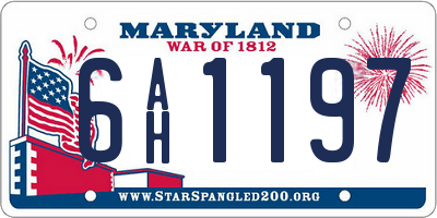 MD license plate 6AH1197