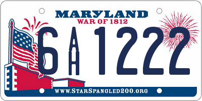 MD license plate 6AH1222