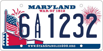 MD license plate 6AH1232
