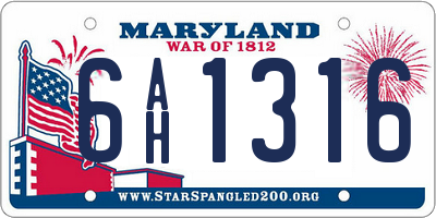 MD license plate 6AH1316